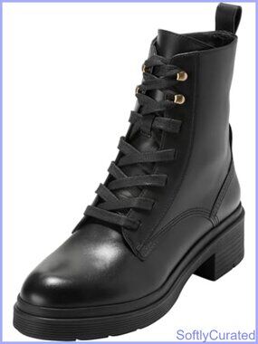 Cole Haan Cherise Leather Mid-Calf Combat Boots Lace-Up Lug Sole